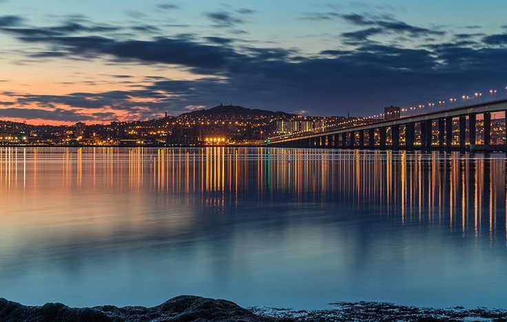 Looking at Dundee in the evening from Fife